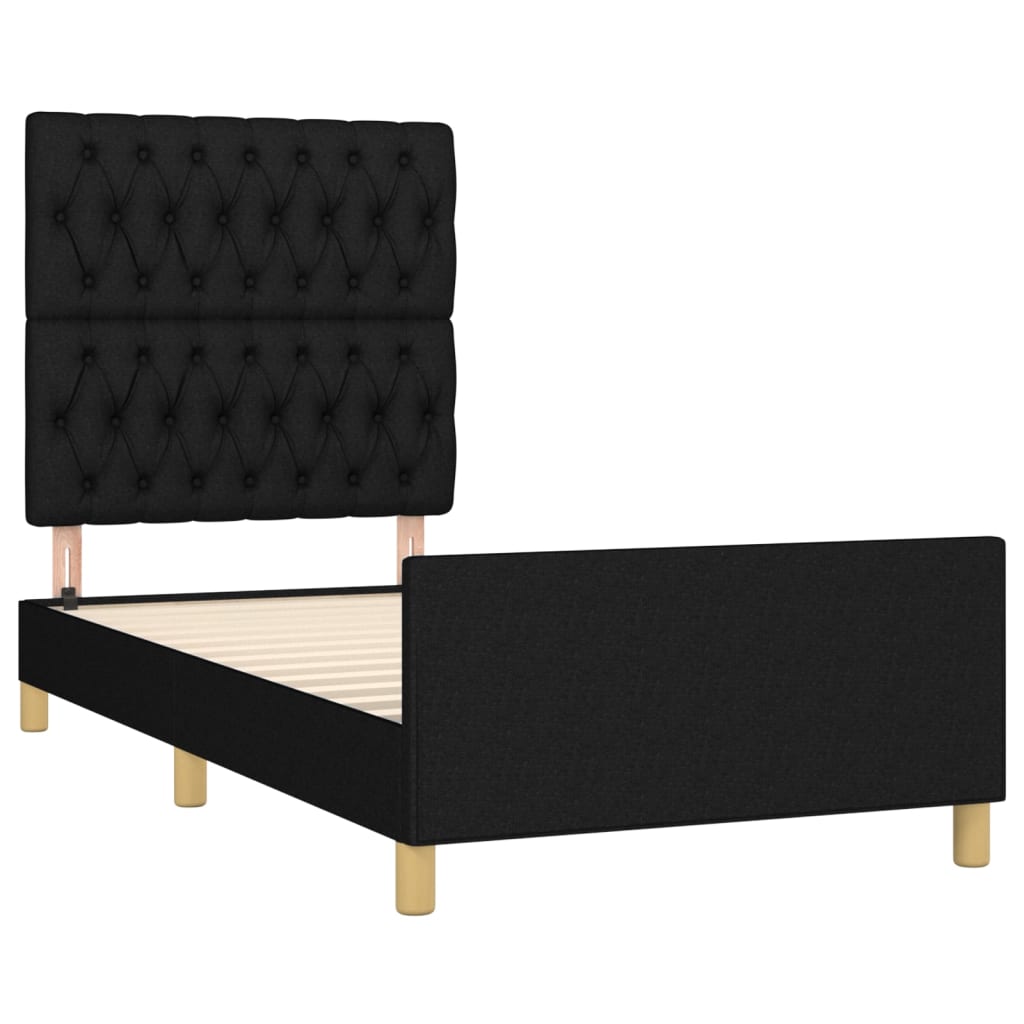 Bettgestell ohne Matratze Schwarz 90x190 cm Stoff