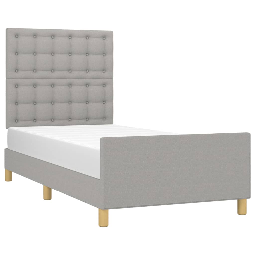 Bed frame with headboard light grey 80x200 cm fabric