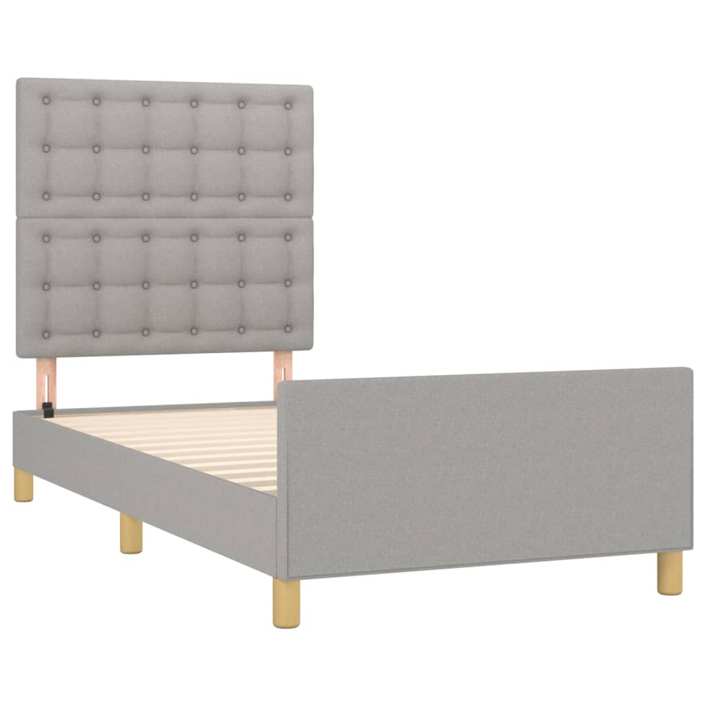 Bed frame with headboard light grey 80x200 cm fabric