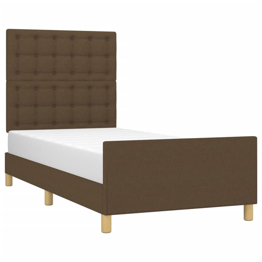 Bed frame with headboard dark brown 80x200 cm fabric