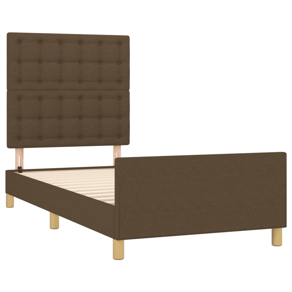 Bed frame with headboard dark brown 80x200 cm fabric