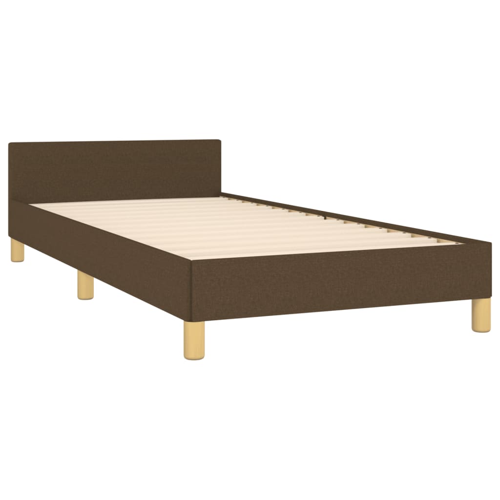 Bed frame with headboard dark brown 80x200 cm fabric