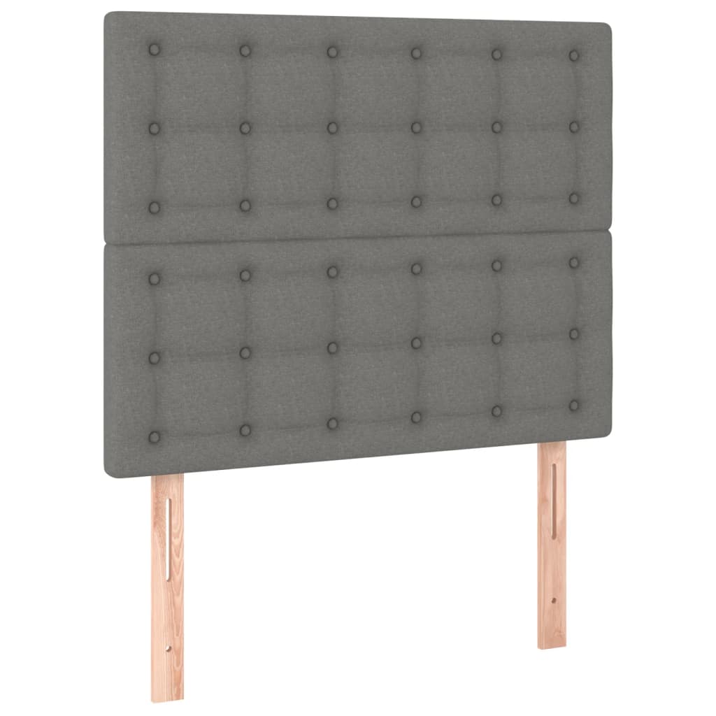 Bettgestell mit Kopfteil Dunkelgrau 90x190 cm Stoff