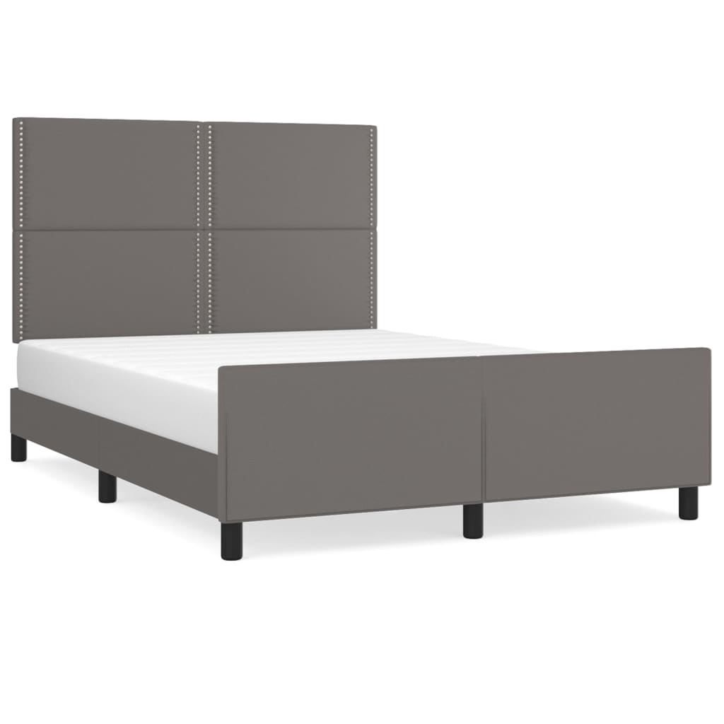 Bed frame with headboard grey 140x190 cm artificial leather