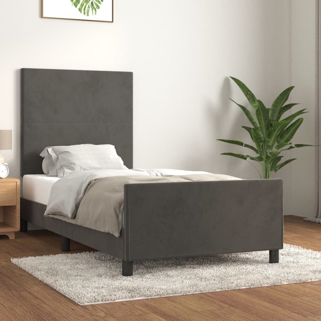 Bettgestell ohne Matratze Dunkelgrau 90x190 cm Samt