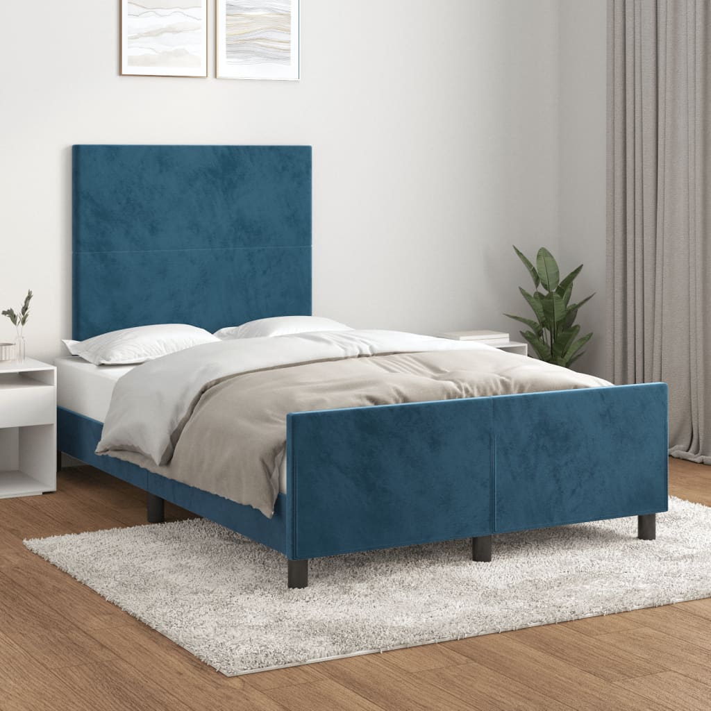 Bed frame without mattress dark blue 120x200 cm velvet