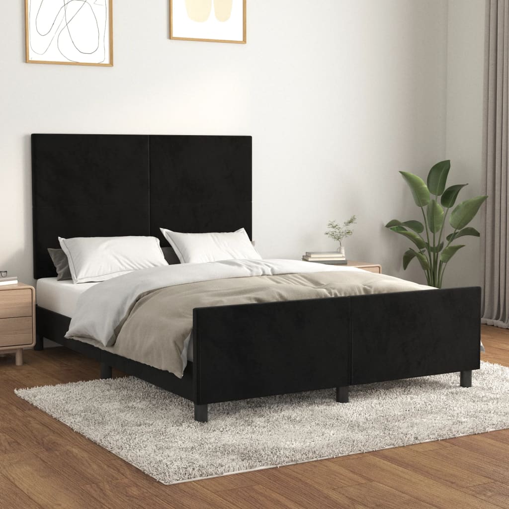 Bed frame without mattress Black 140x200 cm Velvet