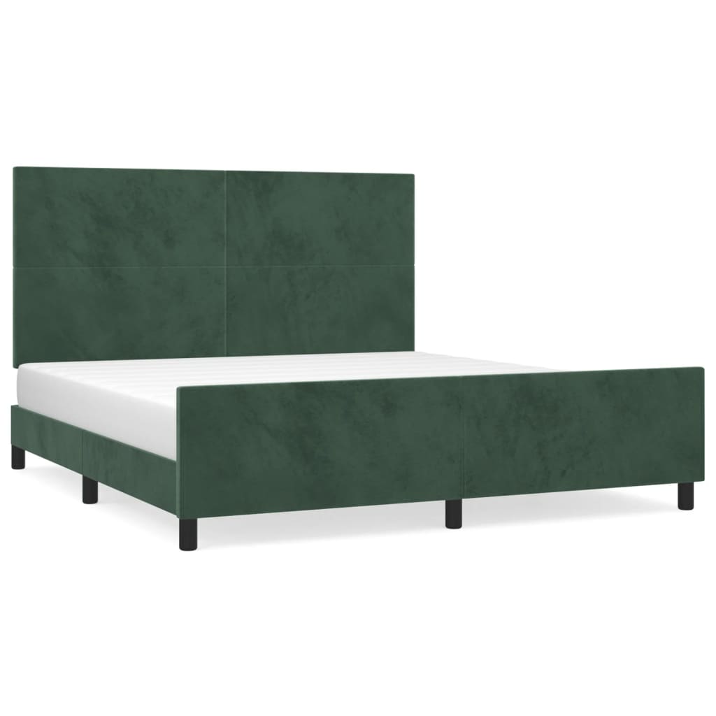 Bed frame without mattress dark green 160x200 cm velvet