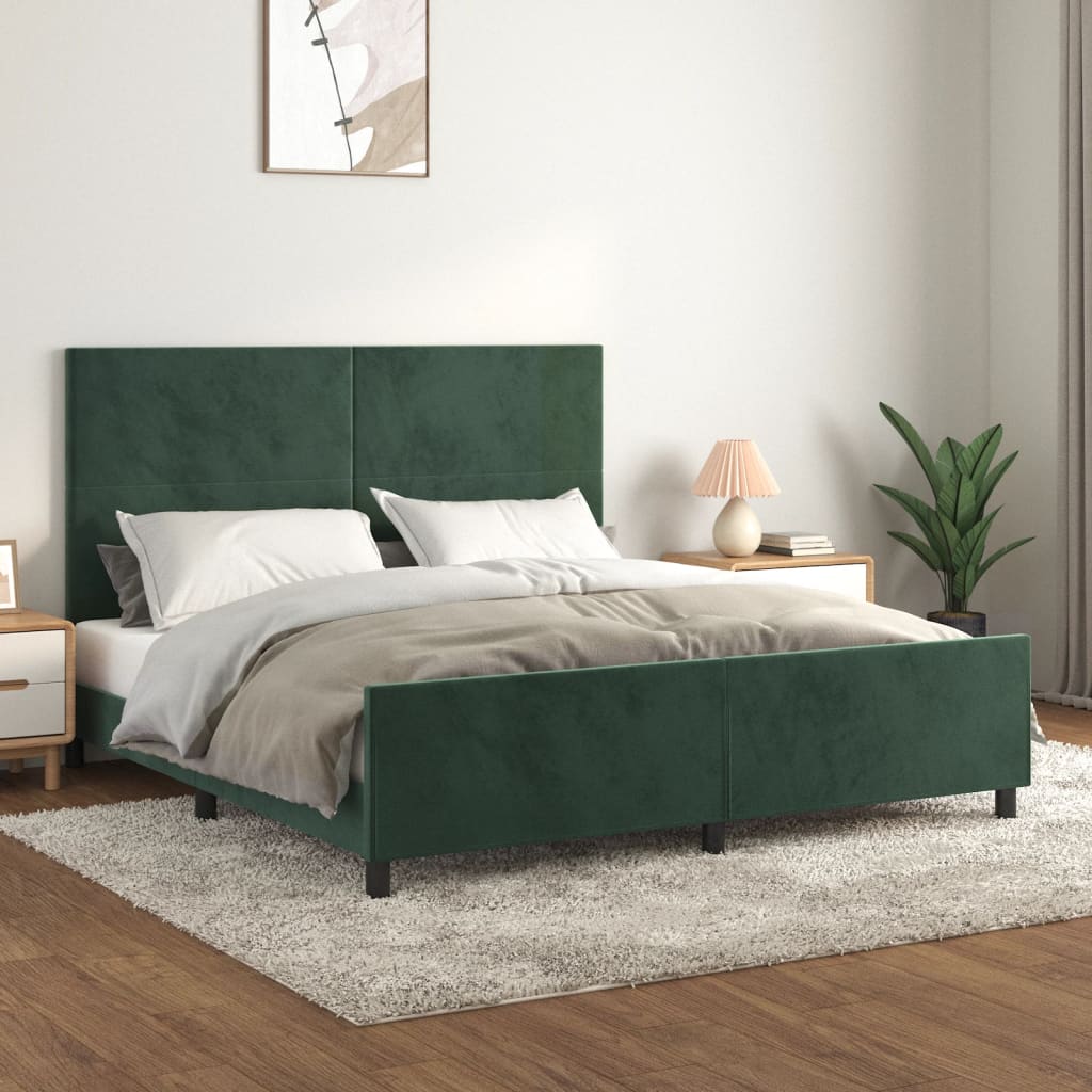 Bed frame without mattress dark green 160x200 cm velvet