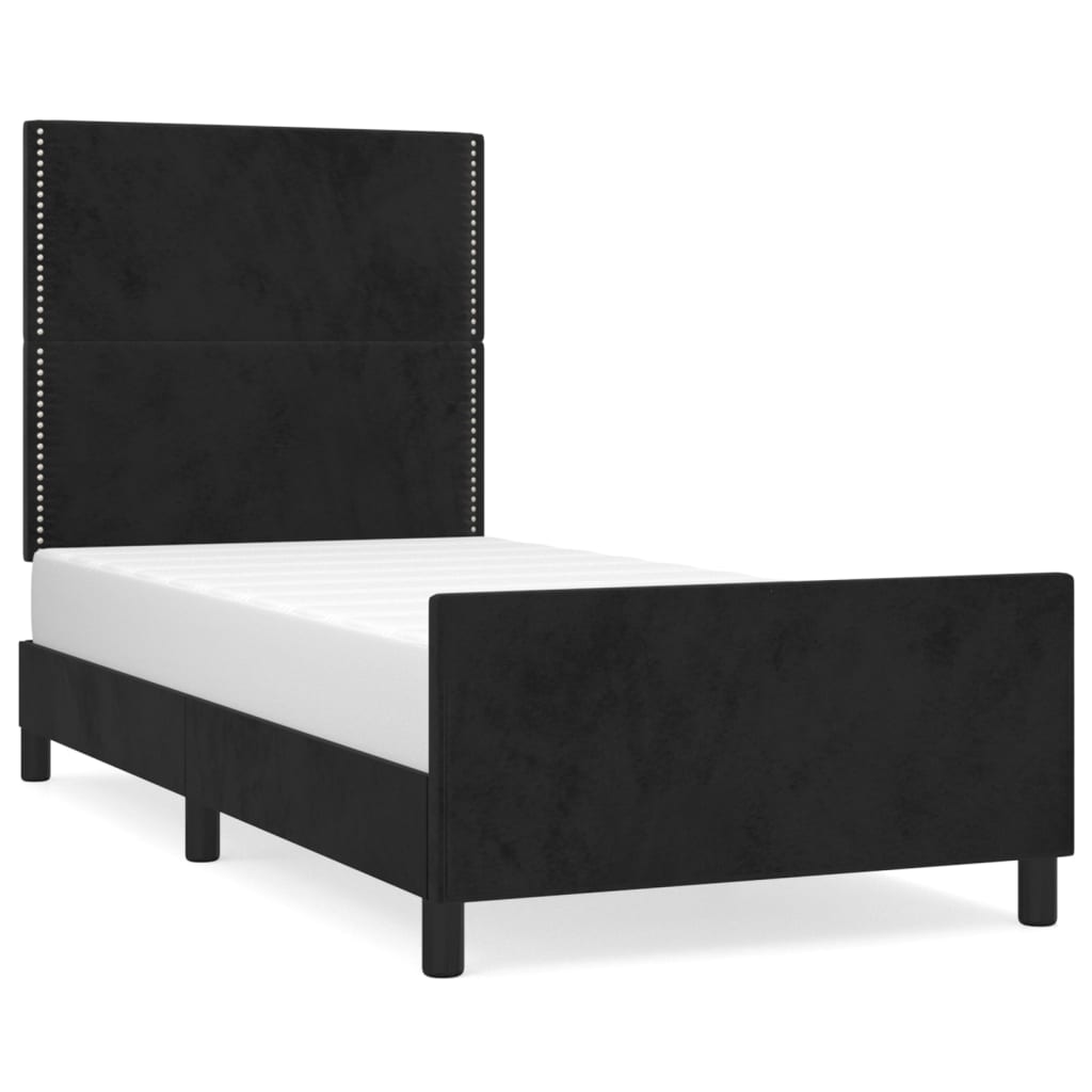 Bed frame with headboard black 90x190 cm velvet