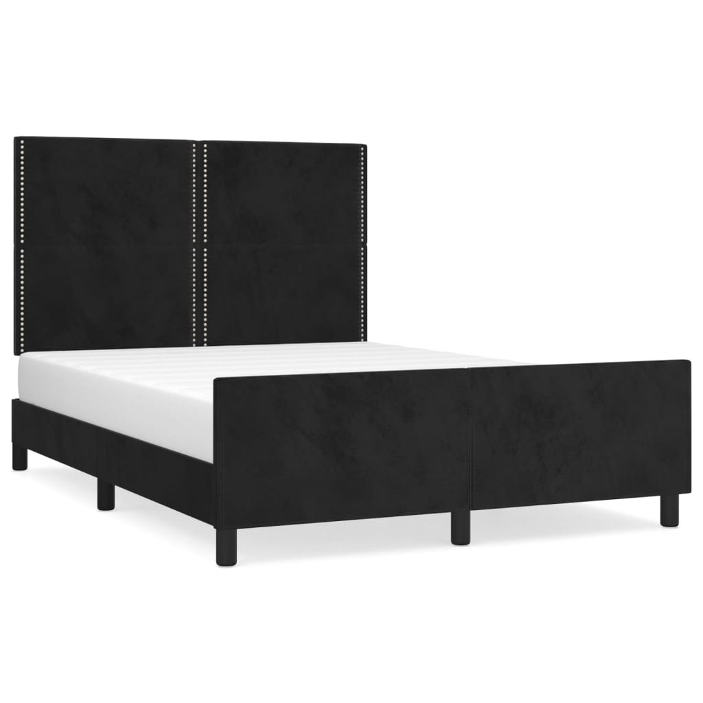Bed frame without mattress Black 140x200 cm Velvet