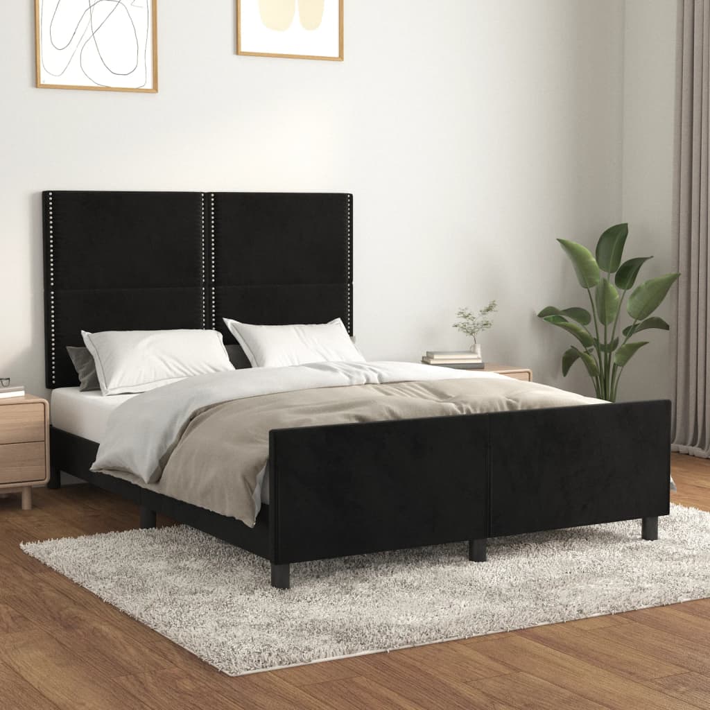 Bed frame without mattress Black 140x200 cm Velvet