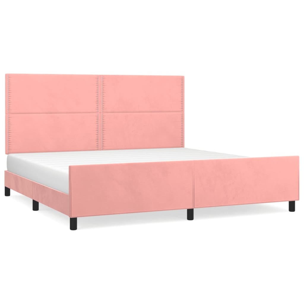 Bed frame with headboard pink 200x200 cm velvet