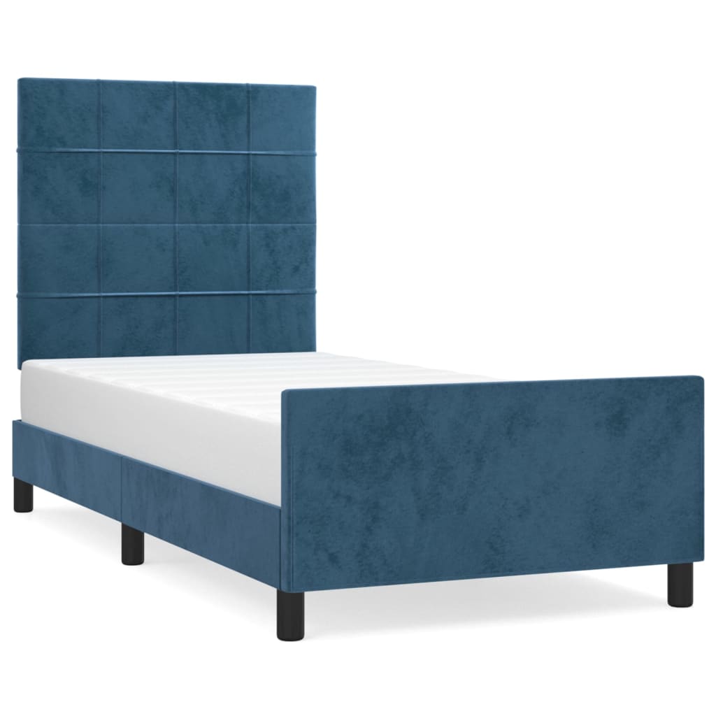 Bed frame without mattress dark blue 90x190 cm velvet