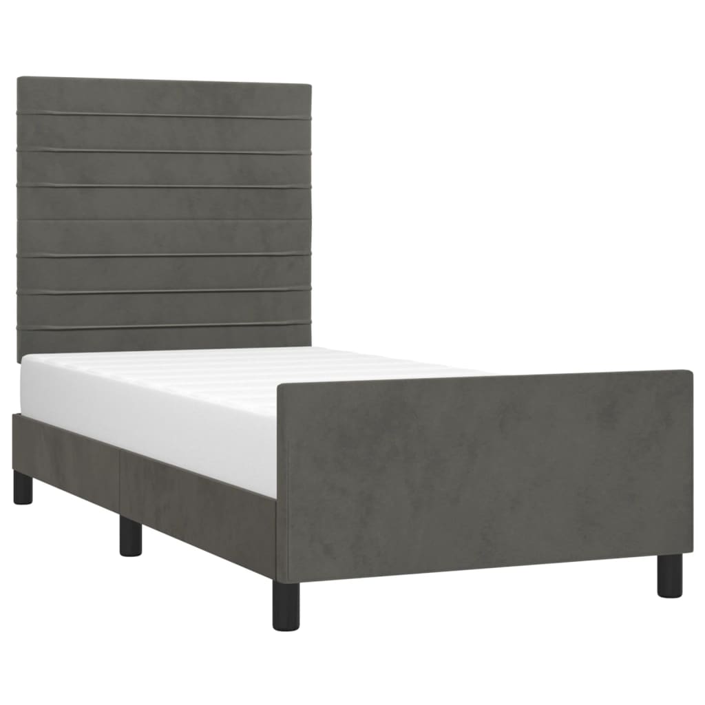Bettgestell ohne Matratze Dunkelgrau 100x200 cm Samt
