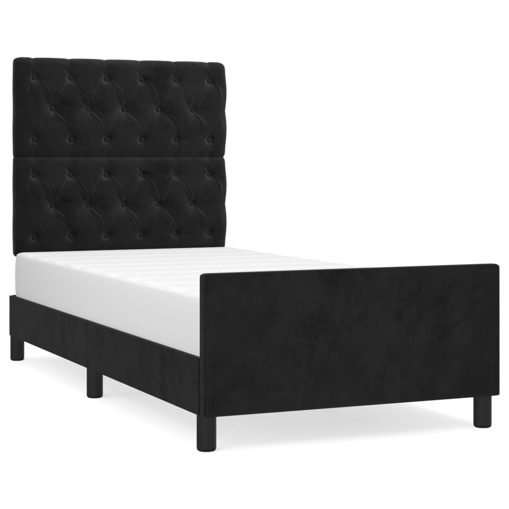 Bed frame with headboard black 80x200 cm velvet