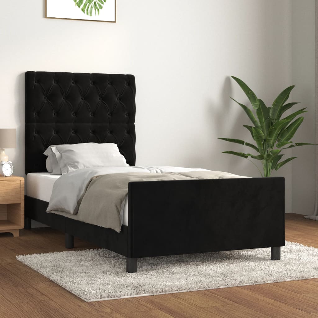 Bed frame with headboard black 80x200 cm velvet