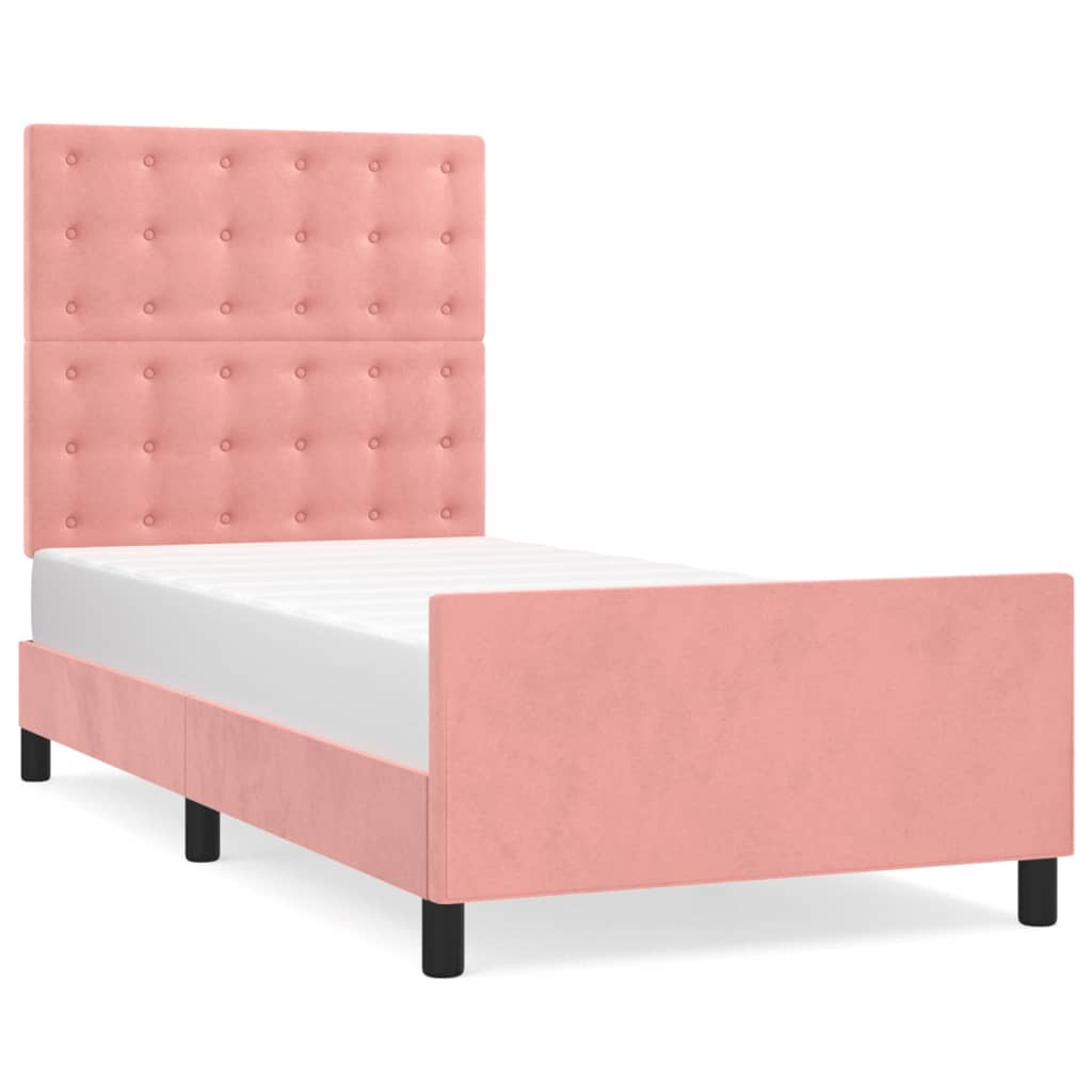 Bed frame with headboard pink 90x200 cm velvet