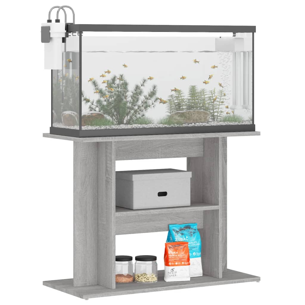 Aquarium Stand Grey Sonoma 80x35x60 cm Wood Material