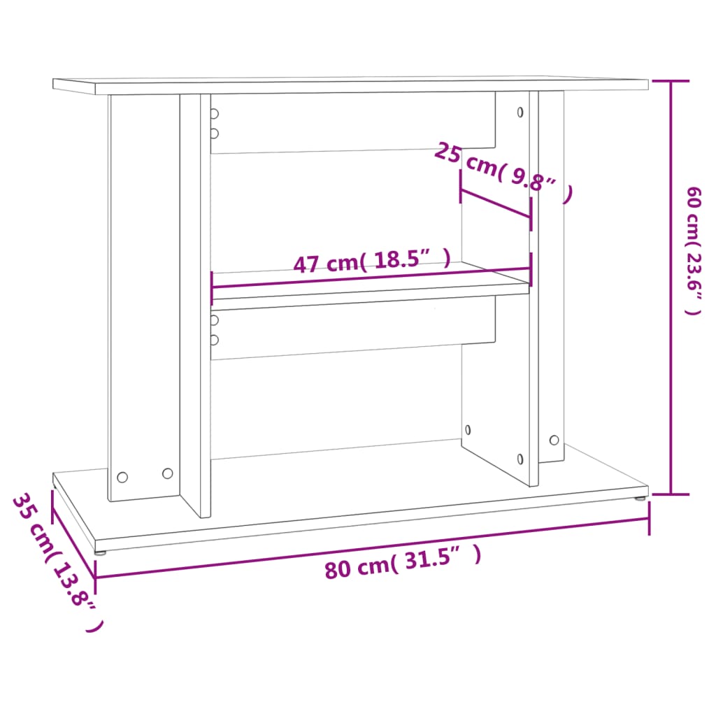 Aquarium Stand Grey Sonoma 80x35x60 cm Wood Material