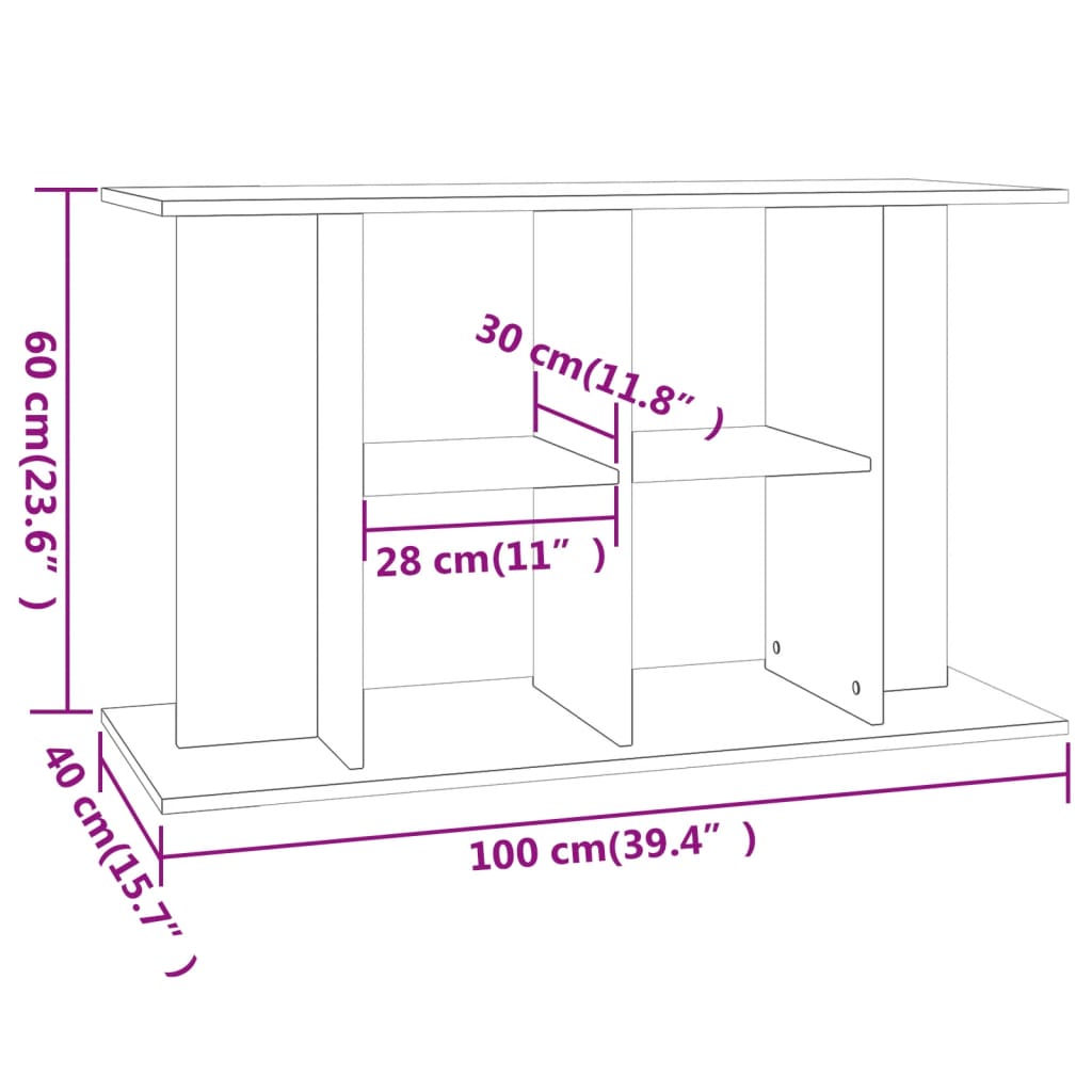 Aquarium Stand White 100x40x60 cm Wood Material