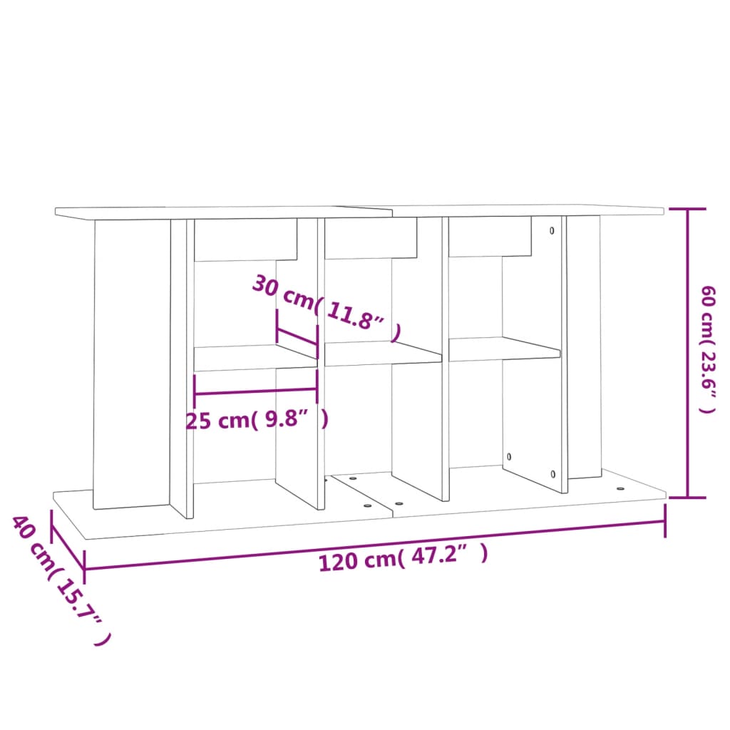 Aquarium stand high gloss white 120x40x60 cm wood material