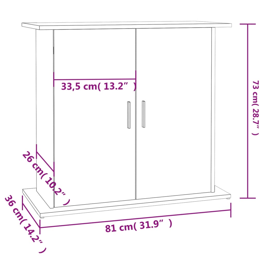 Aquarium stand Sonoma oak 81x36x73 cm wood material