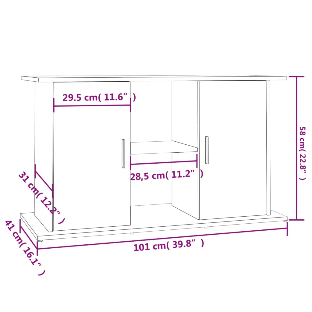 Aquarium Stand Brown Oak Look 101x41x58 cm Wood Material