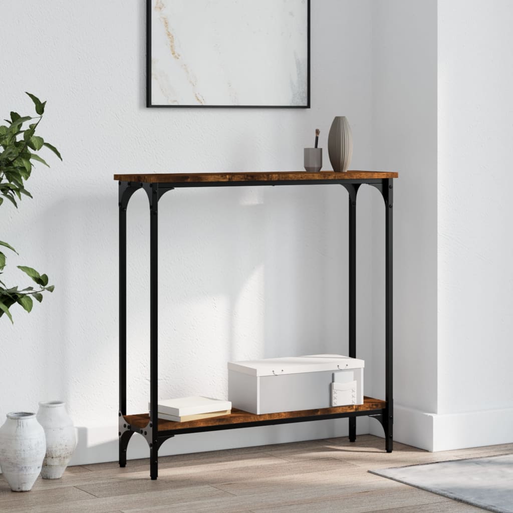 Console table smoked oak 75x22.5x75 cm wood material