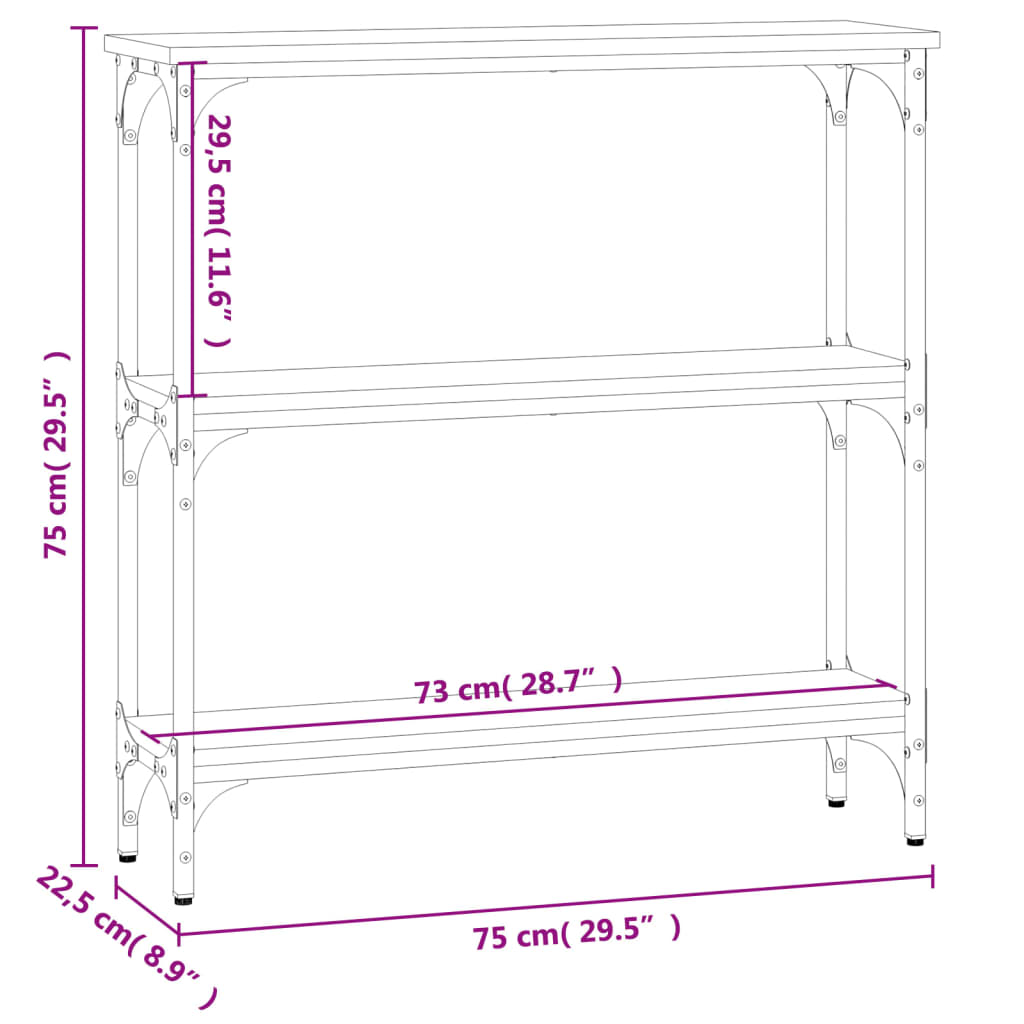 Konsolentisch Braun Eichen-Optik 75x22,5x75 cm Holzwerkstoff