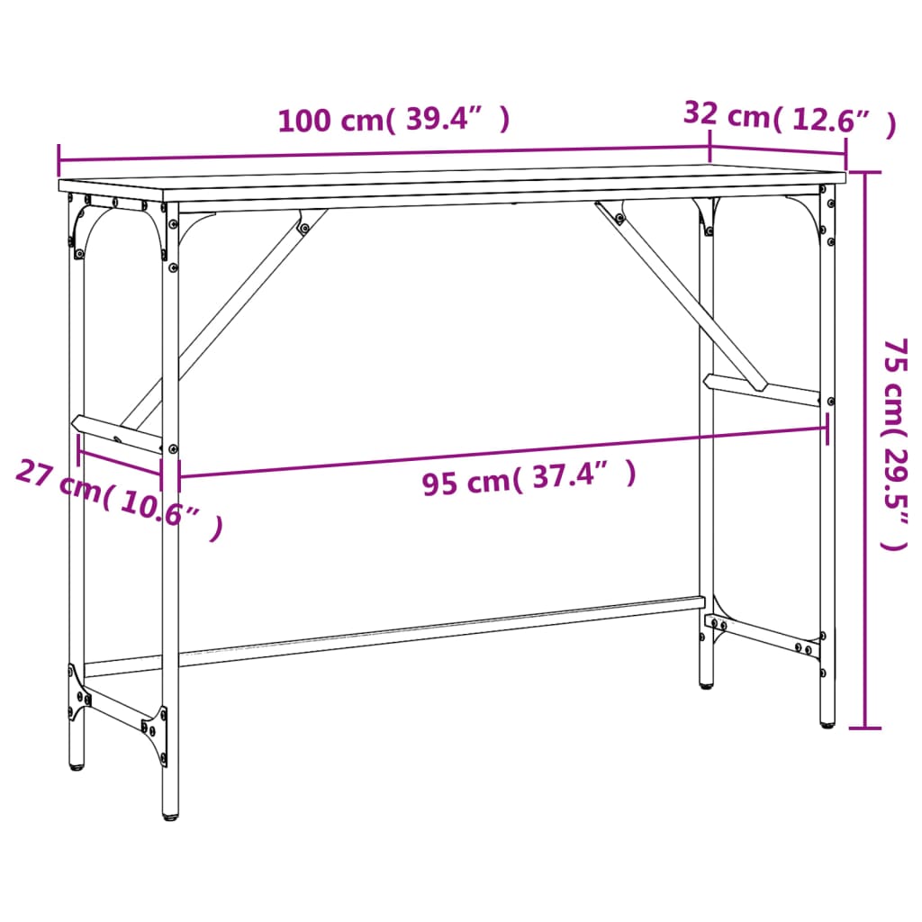 Konsolentisch Räuchereiche 100x32x75 cm Holzwerkstoff