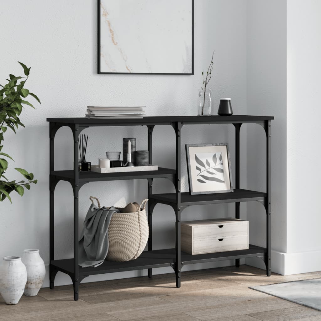 Console Table Black 102x29x75 cm Wood Material