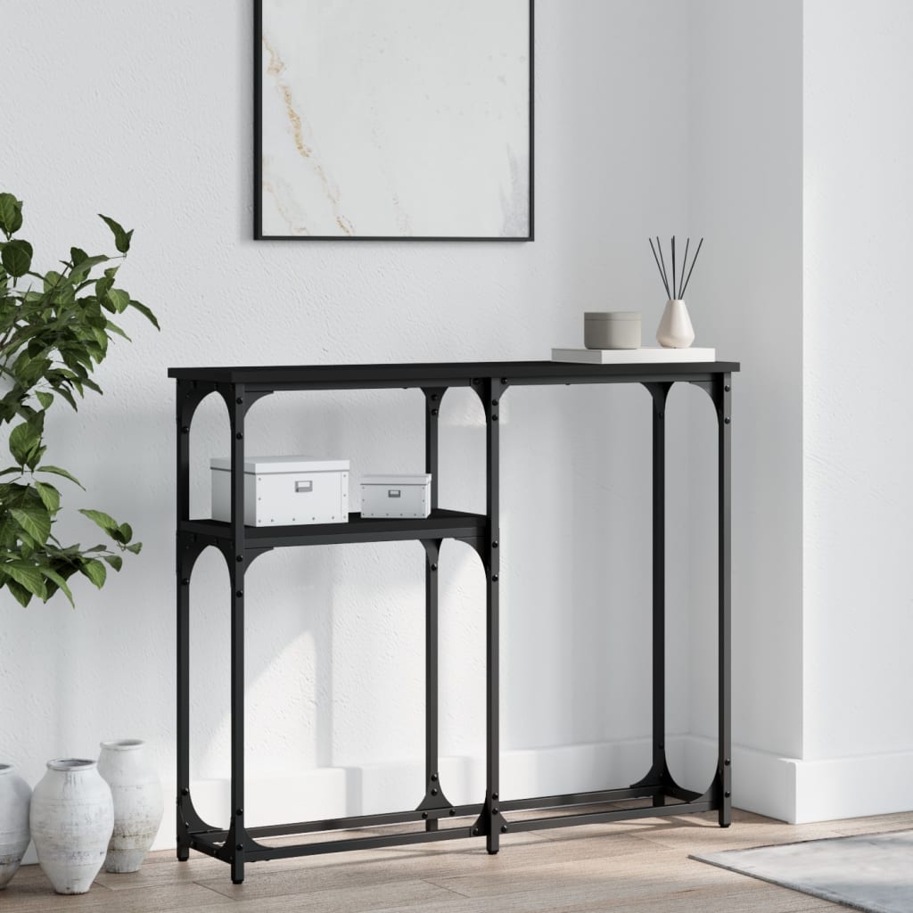 Console Table Black 90x22.5x75 cm Wood Material