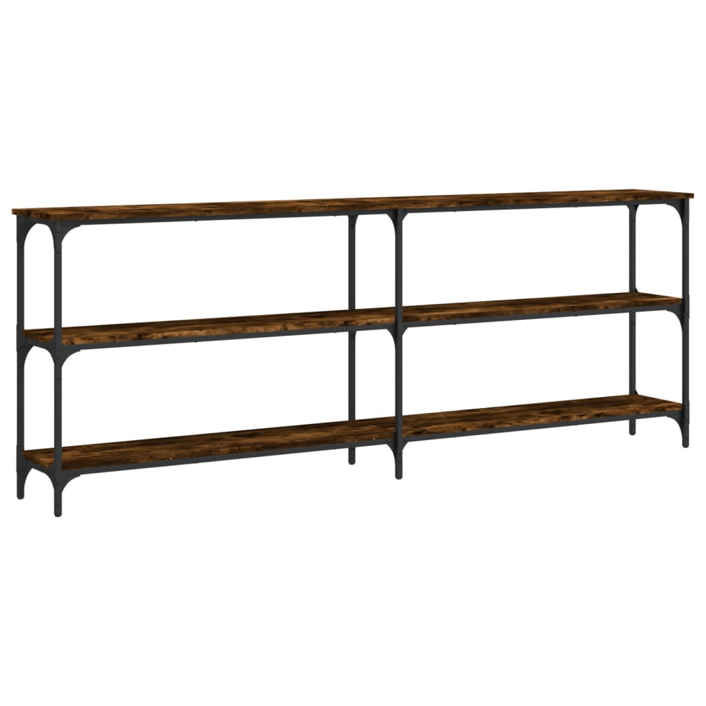 Console table smoked oak 200x29x75 cm wood material