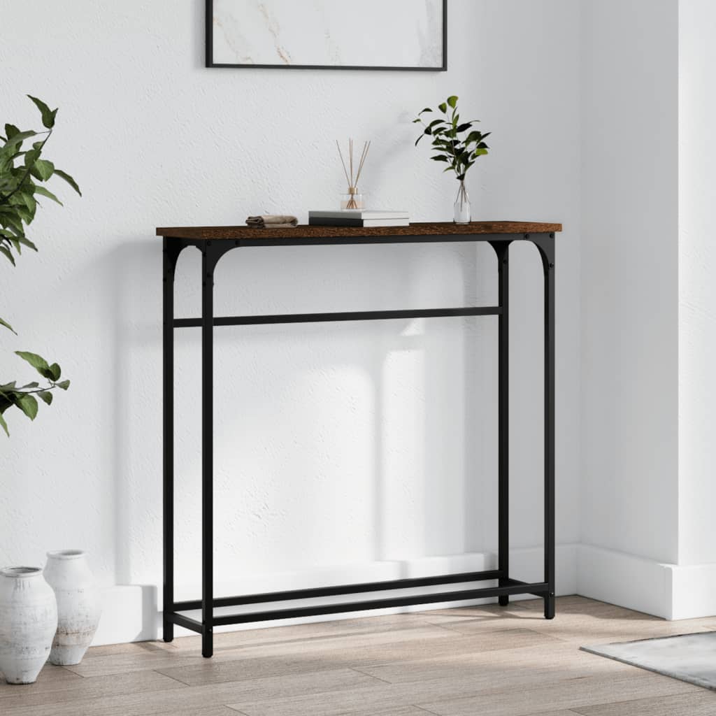 Console table brown oak look 75x19.5x75 cm wood material