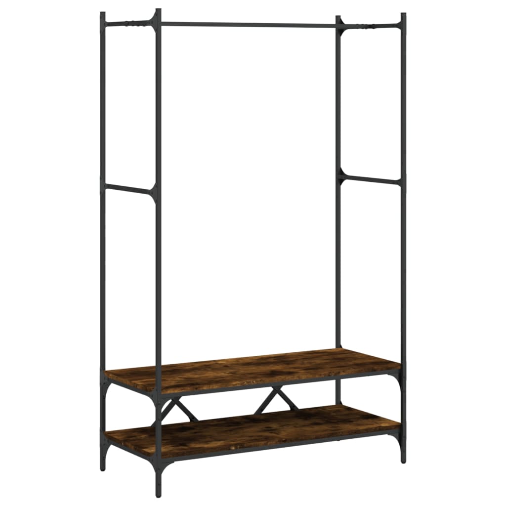 Clothes rack with shelves smoked oak wood material