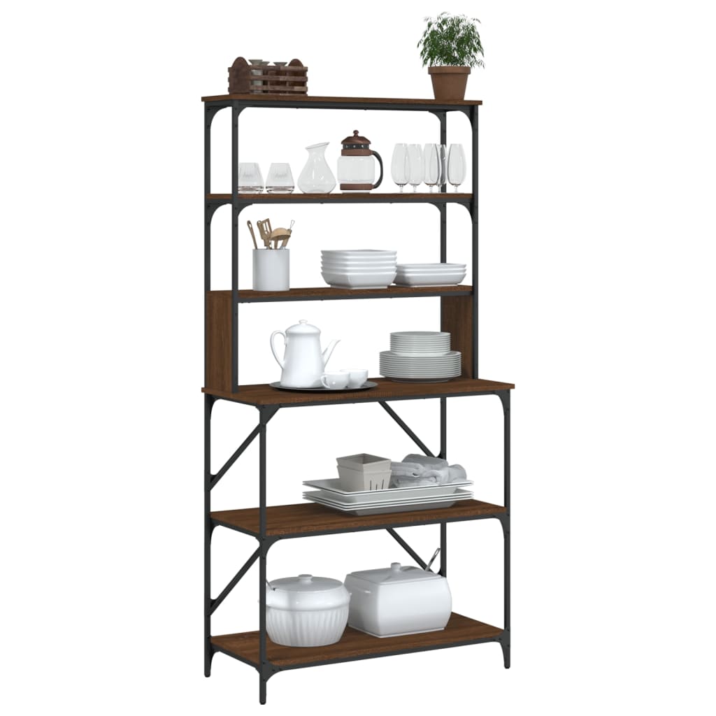 Baker's shelf 6 compartments brown oak look 90x40x180 cm