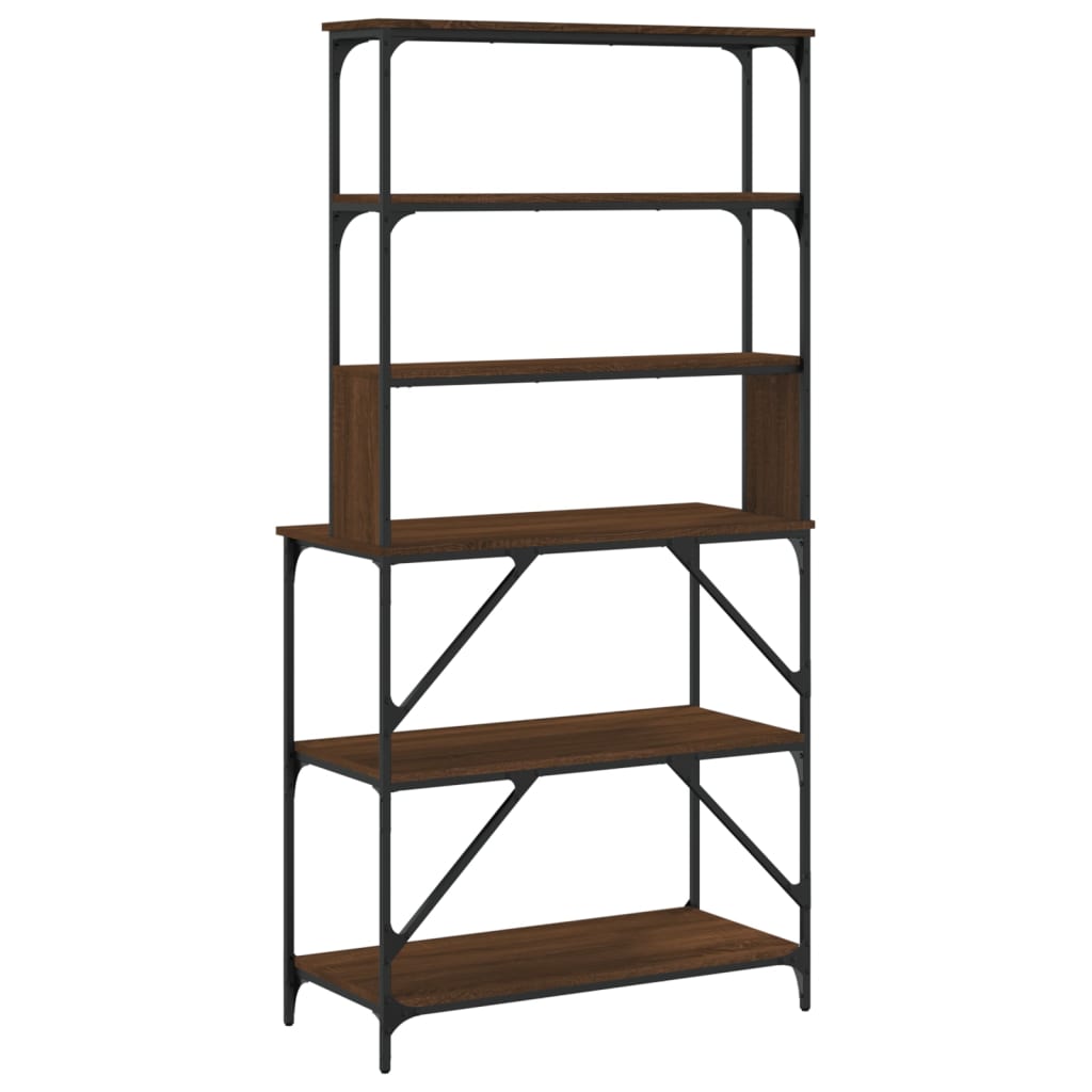 Baker's shelf 6 compartments brown oak look 90x40x180 cm