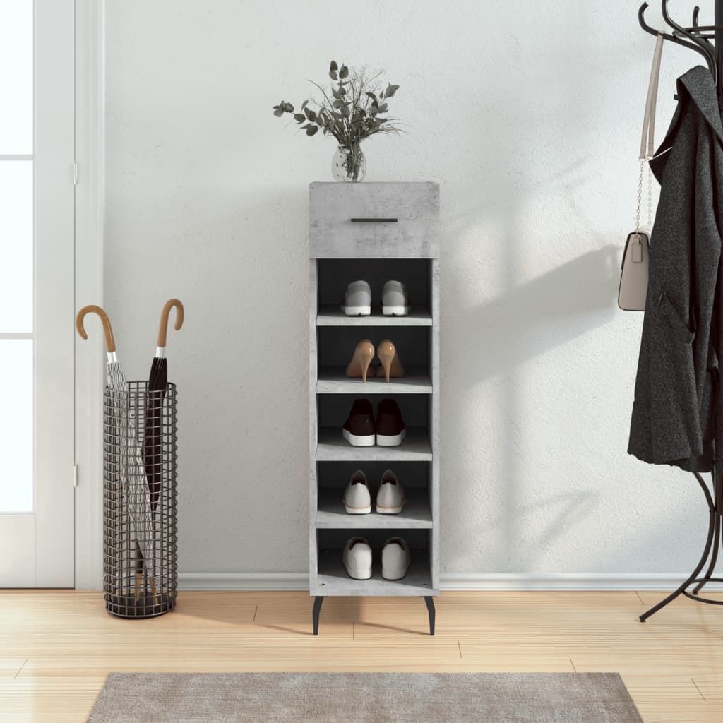 Shoe Cabinet Concrete Grey 30x35x105 cm Wood Material