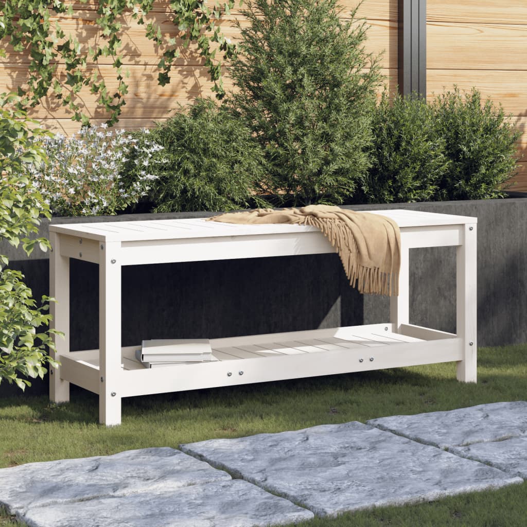 Garden Bench White 108x35x45 cm Solid Pine