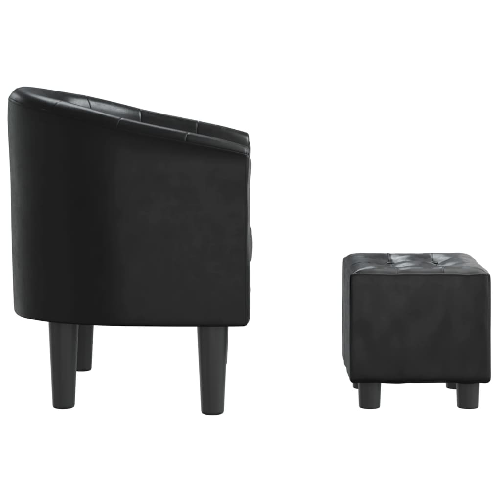 Clubsessel mit Fußhocker Schwarz Kunstleder