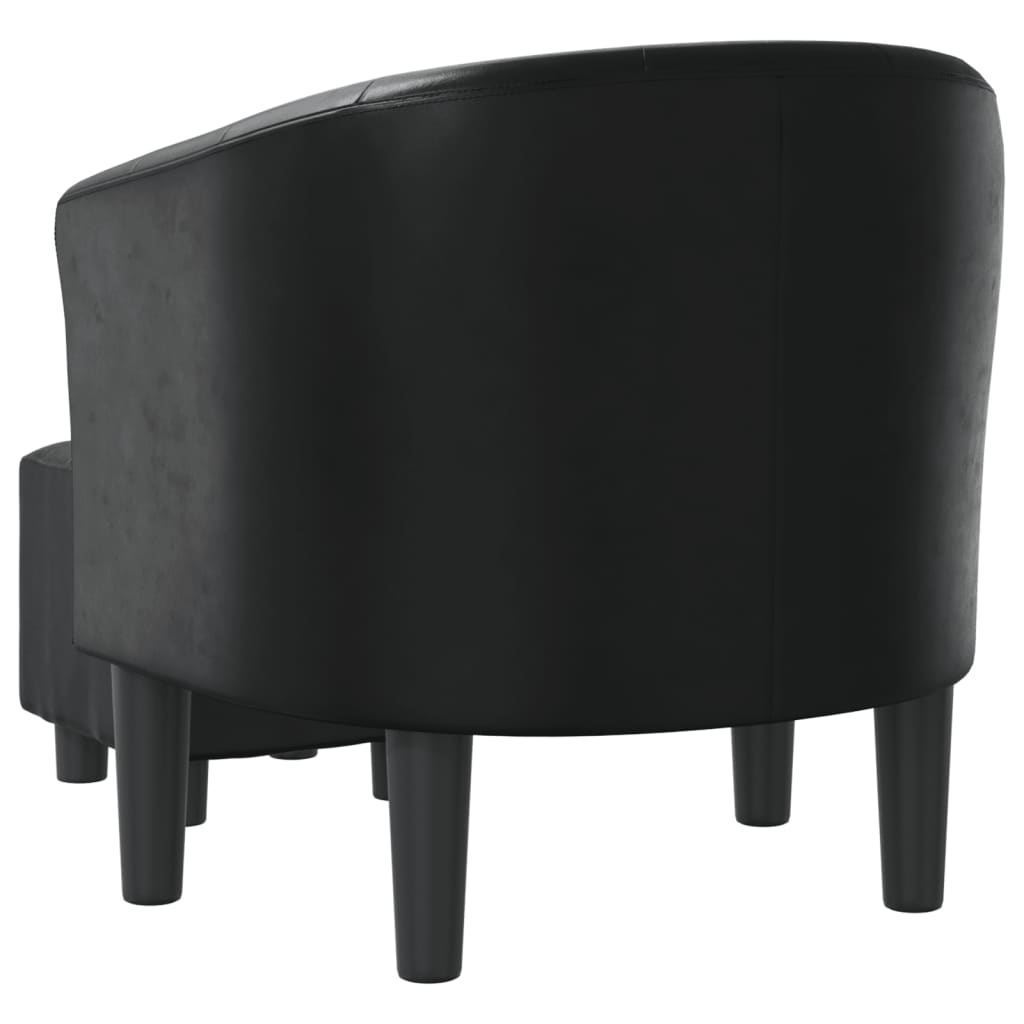 Clubsessel mit Fußhocker Schwarz Kunstleder
