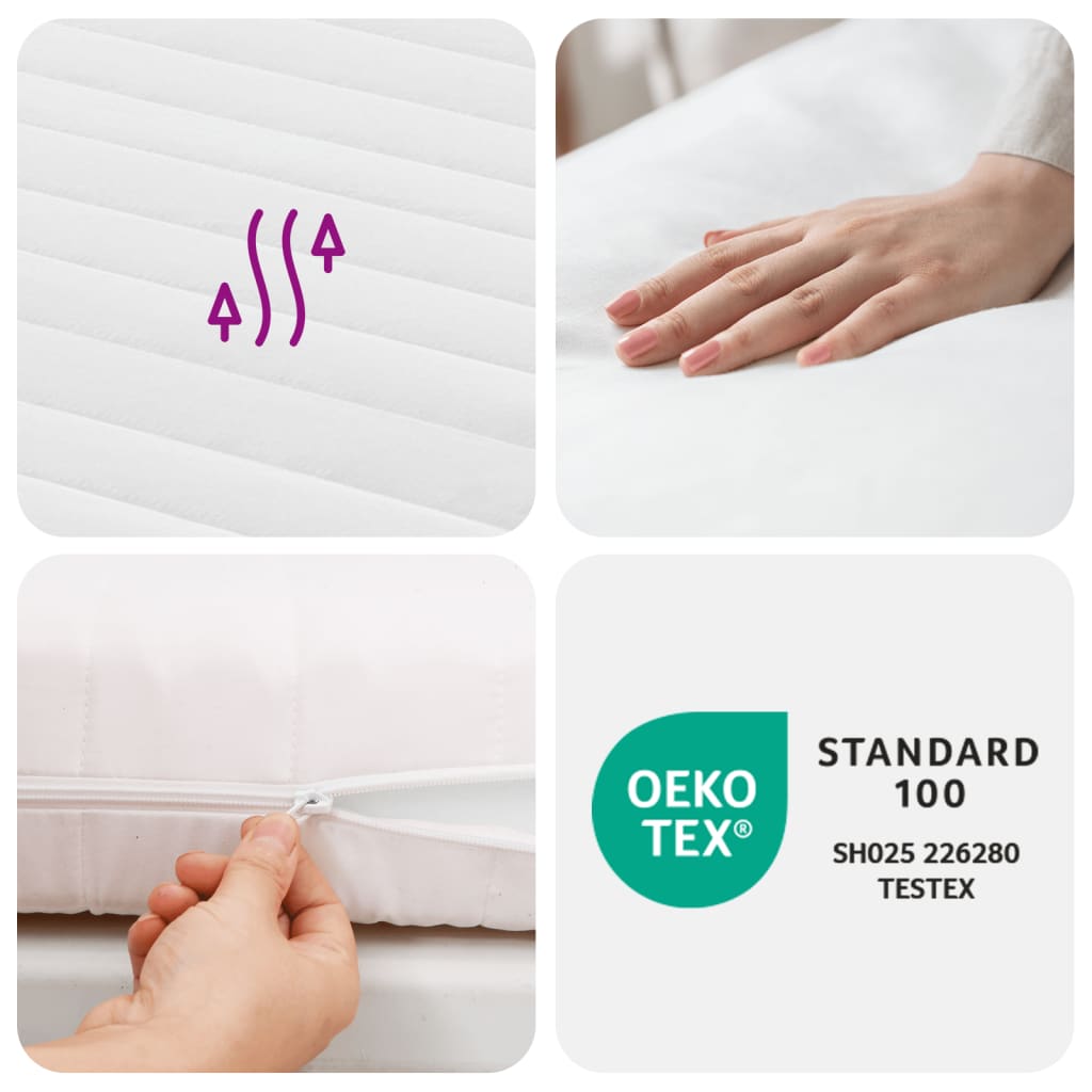 Foam mattress white 90x190 cm hardness H2 H3