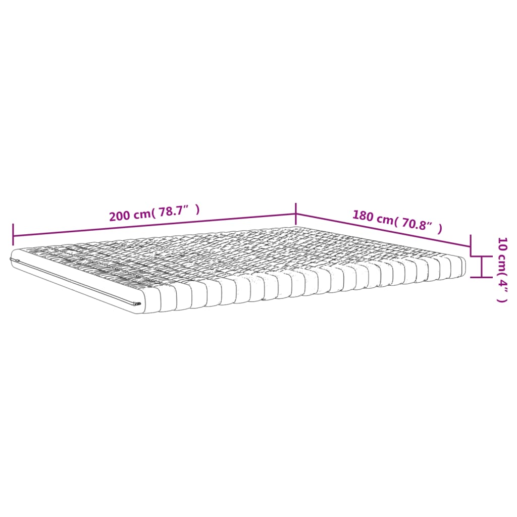 Foam mattress white 180x200 cm 7-zone hardness level 20 ILD