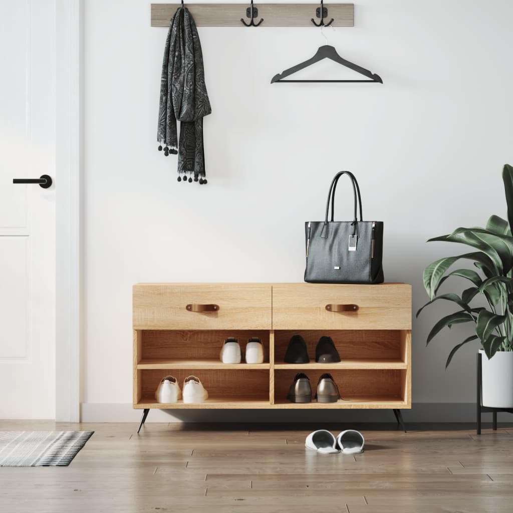 Shoe bench Sonoma oak 102x35x55 cm wood material