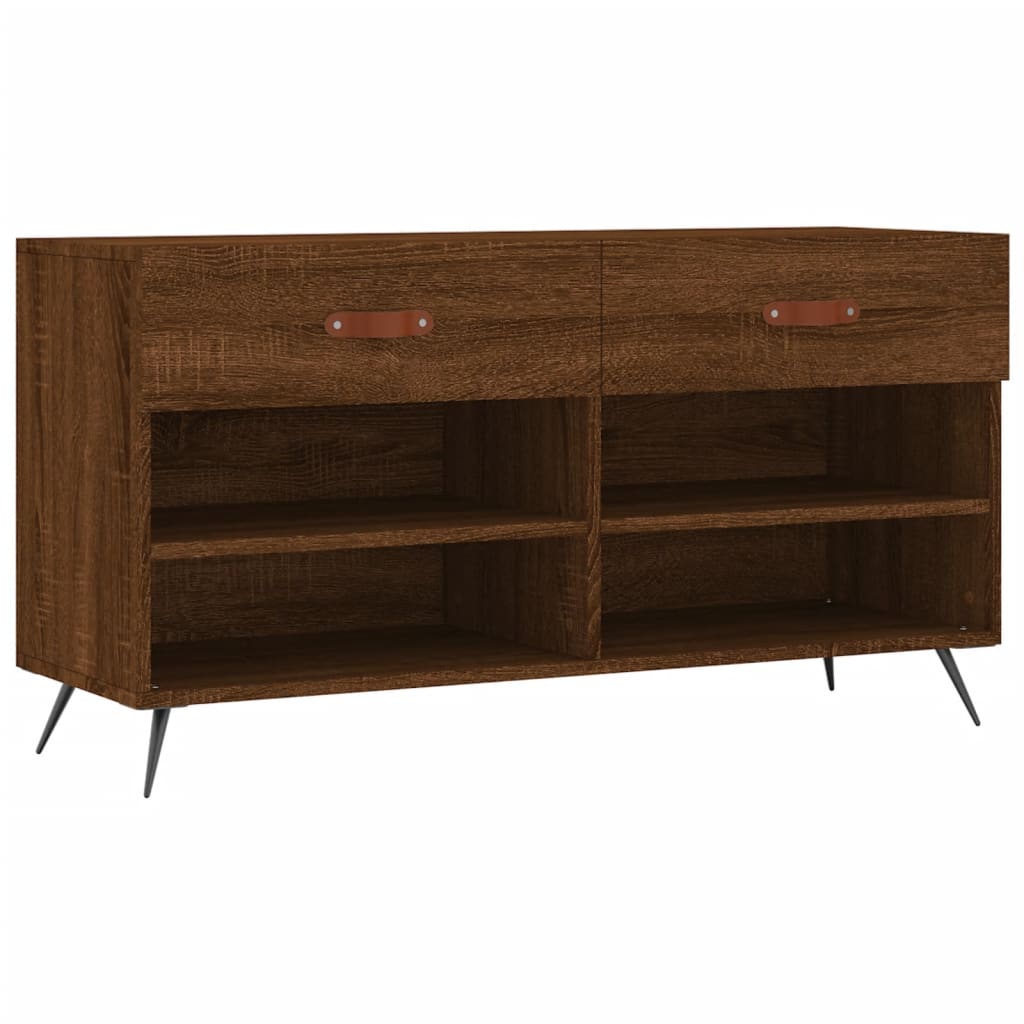 Shoe Bench Brown Oak Look 102x35x55 cm Wood Material
