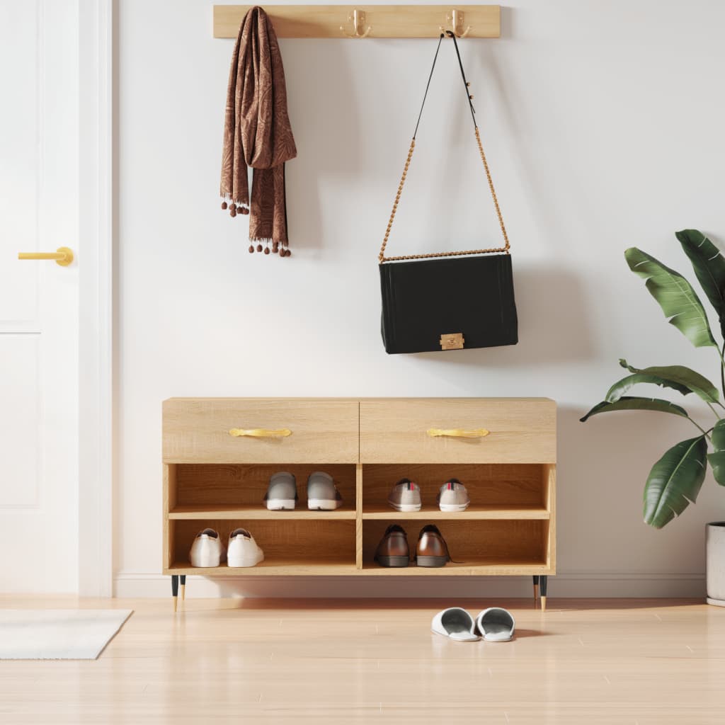 Shoe bench Sonoma oak 102x35x55 cm wood material