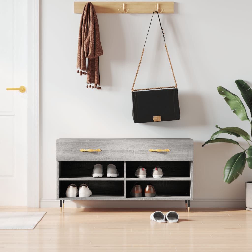 Shoe Bench Grey Sonoma 102x35x55 cm Wood Material