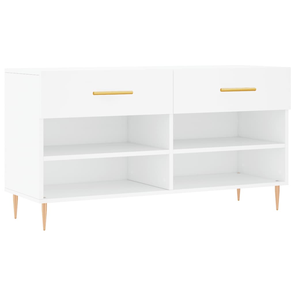Shoe Bench White 102x35x55 cm Wood Material
