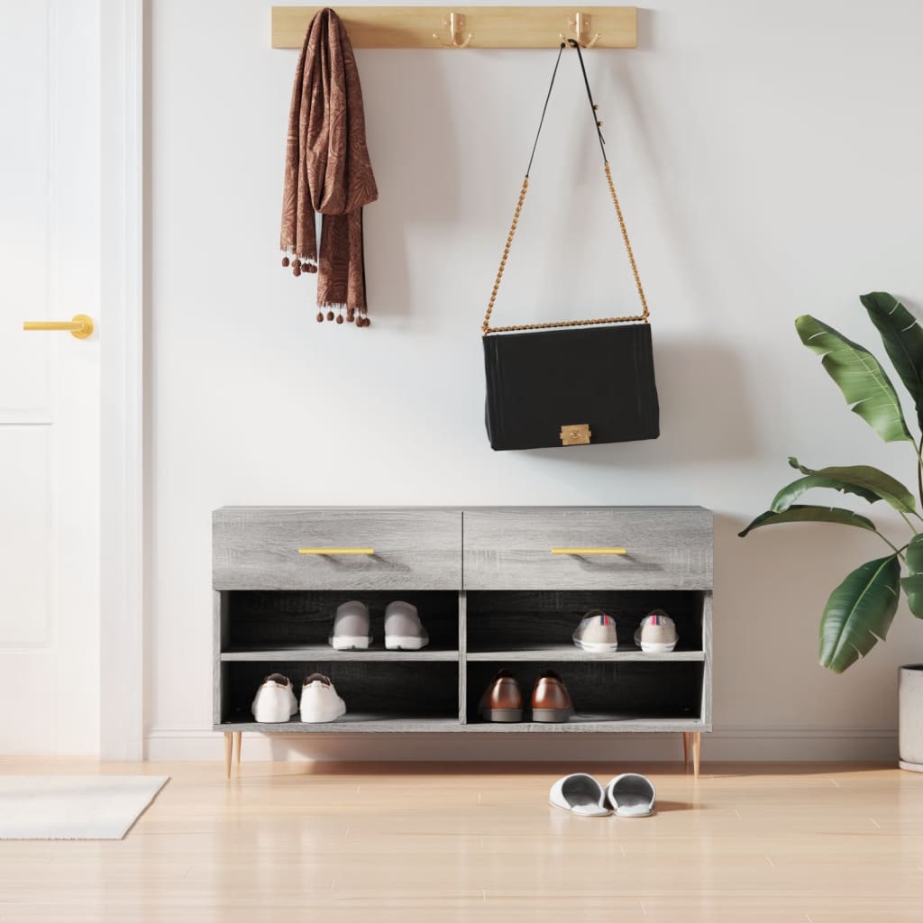Shoe Bench Grey Sonoma 102x35x55 cm Wood Material